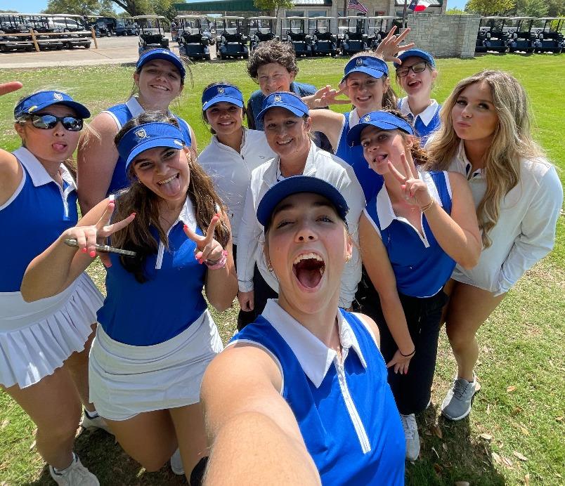 2024 girls golf team getting silly at the District tournament (jpg)